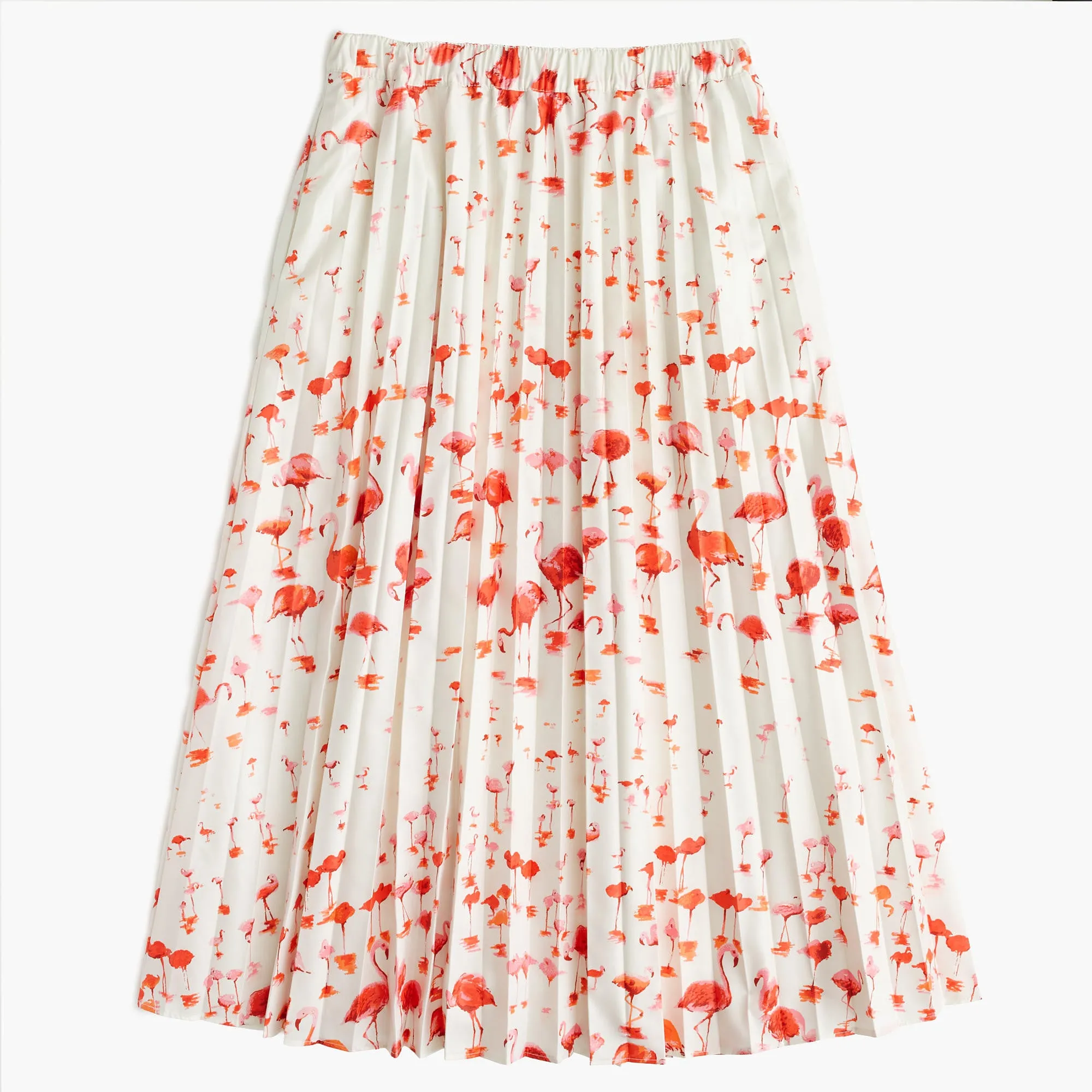 Pleated midi skirt in flamingo print