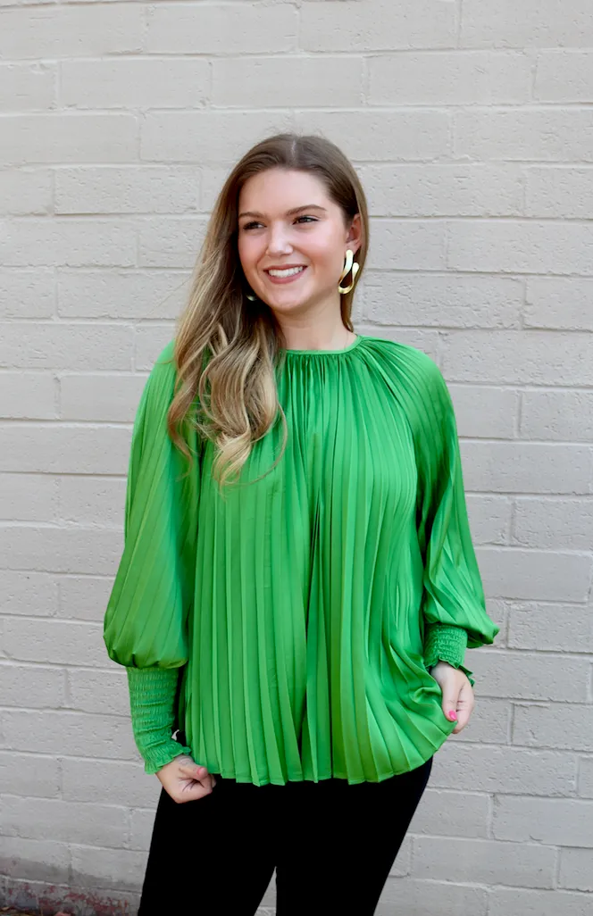 Pleated Polly Blouse | Sage