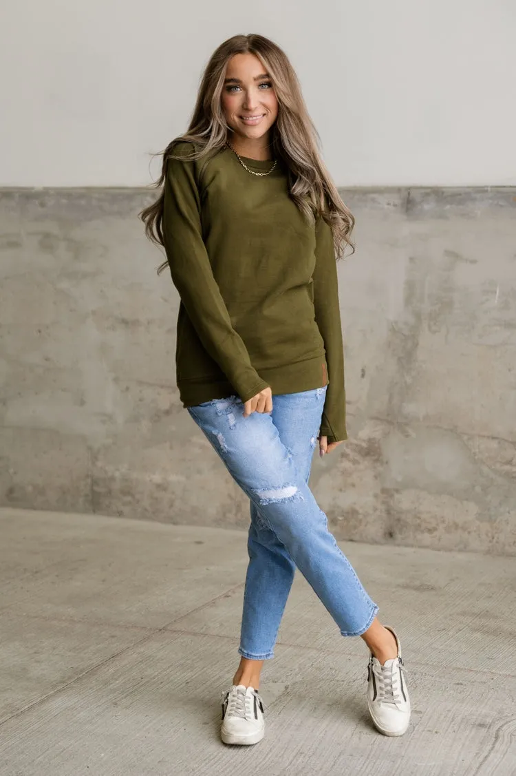 Pullover Sweatshirt - Blue Juniper SideZip