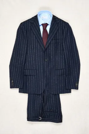 Ring Jacket Meister Navy Twill with Purple Stripe Wool Suit