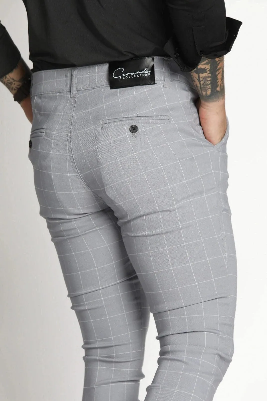 Silver Checkered Dress Pants