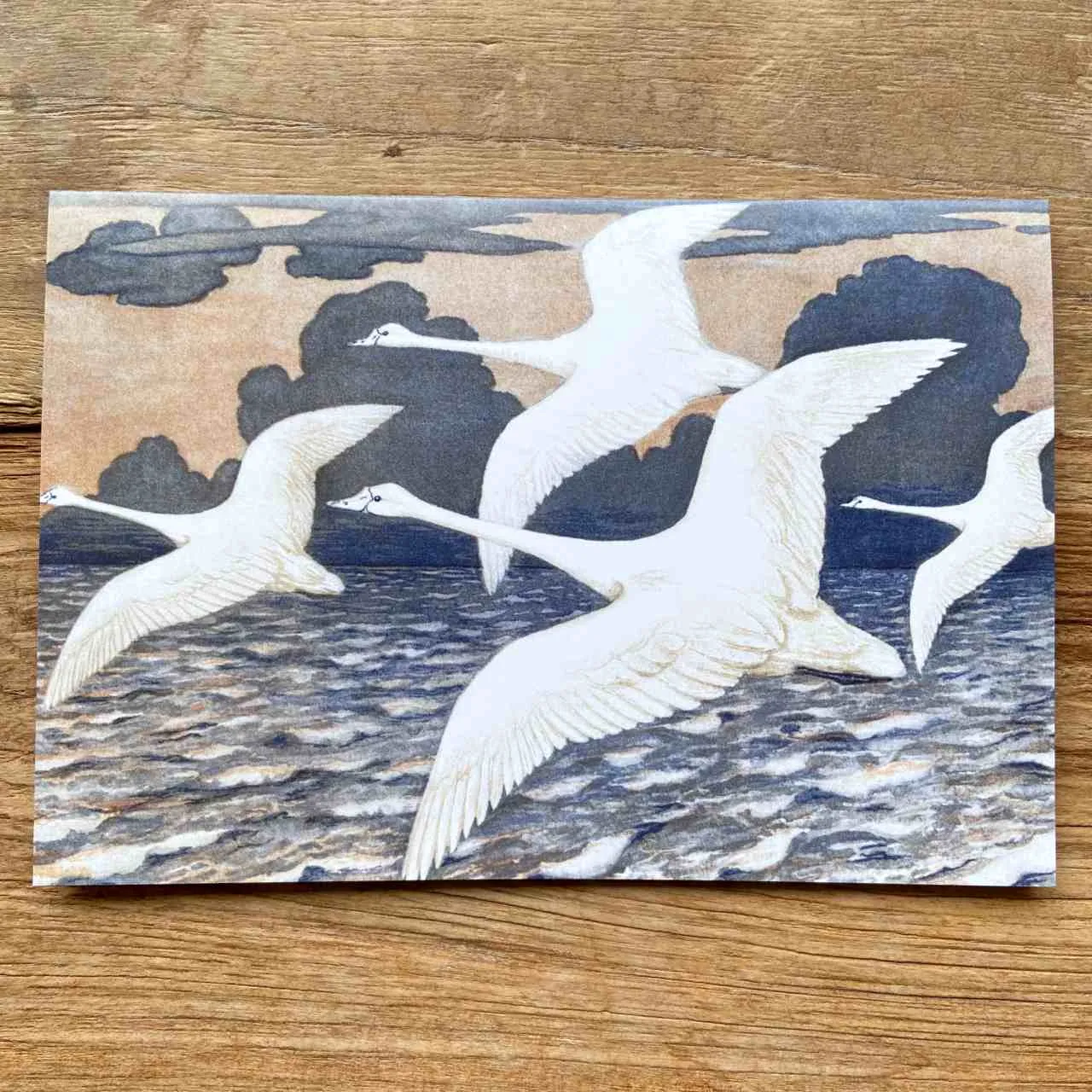 Swans in Flight Greeting Card