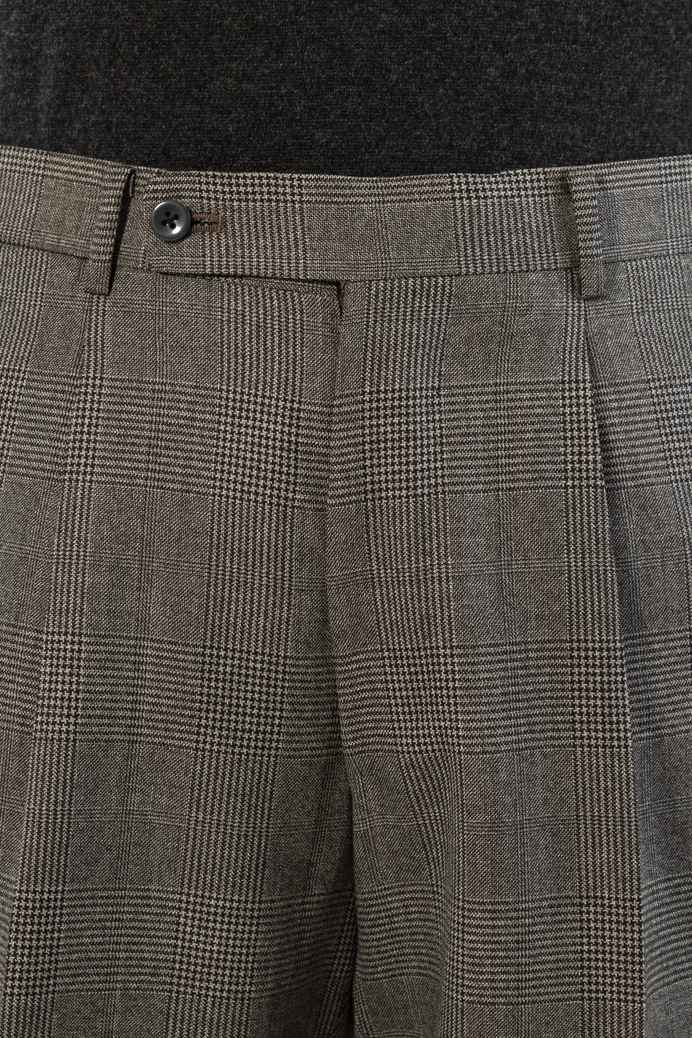 The Armoury by Ring Jacket Model 6B Brown Grey Wool Prince Of Wales Check DB Suit