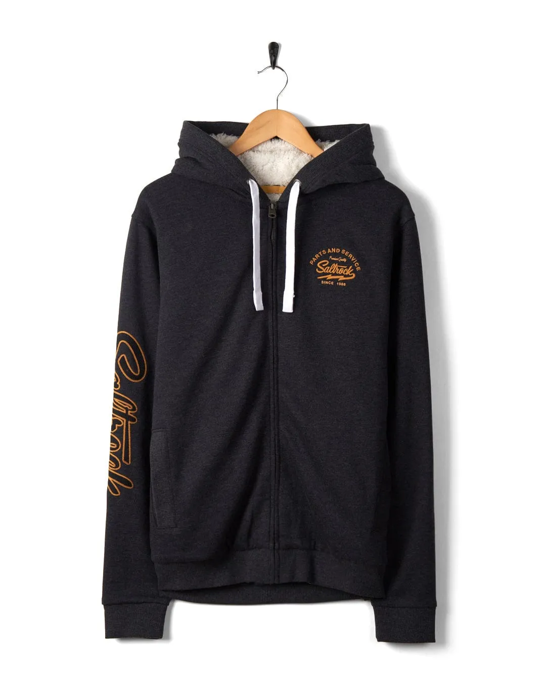 Vegas Script - Mens Borg Lined Zip Hoodie - Grey