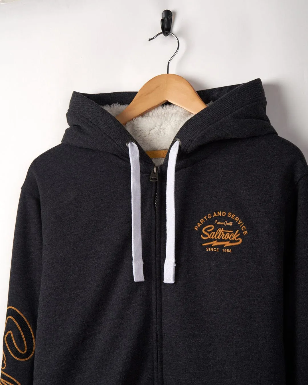 Vegas Script - Mens Borg Lined Zip Hoodie - Grey