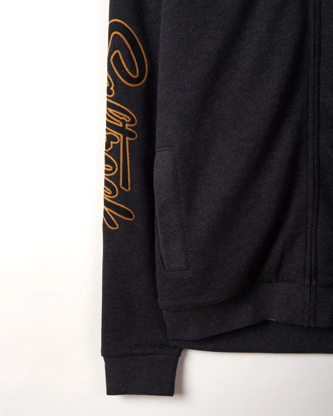 Vegas Script - Mens Borg Lined Zip Hoodie - Grey