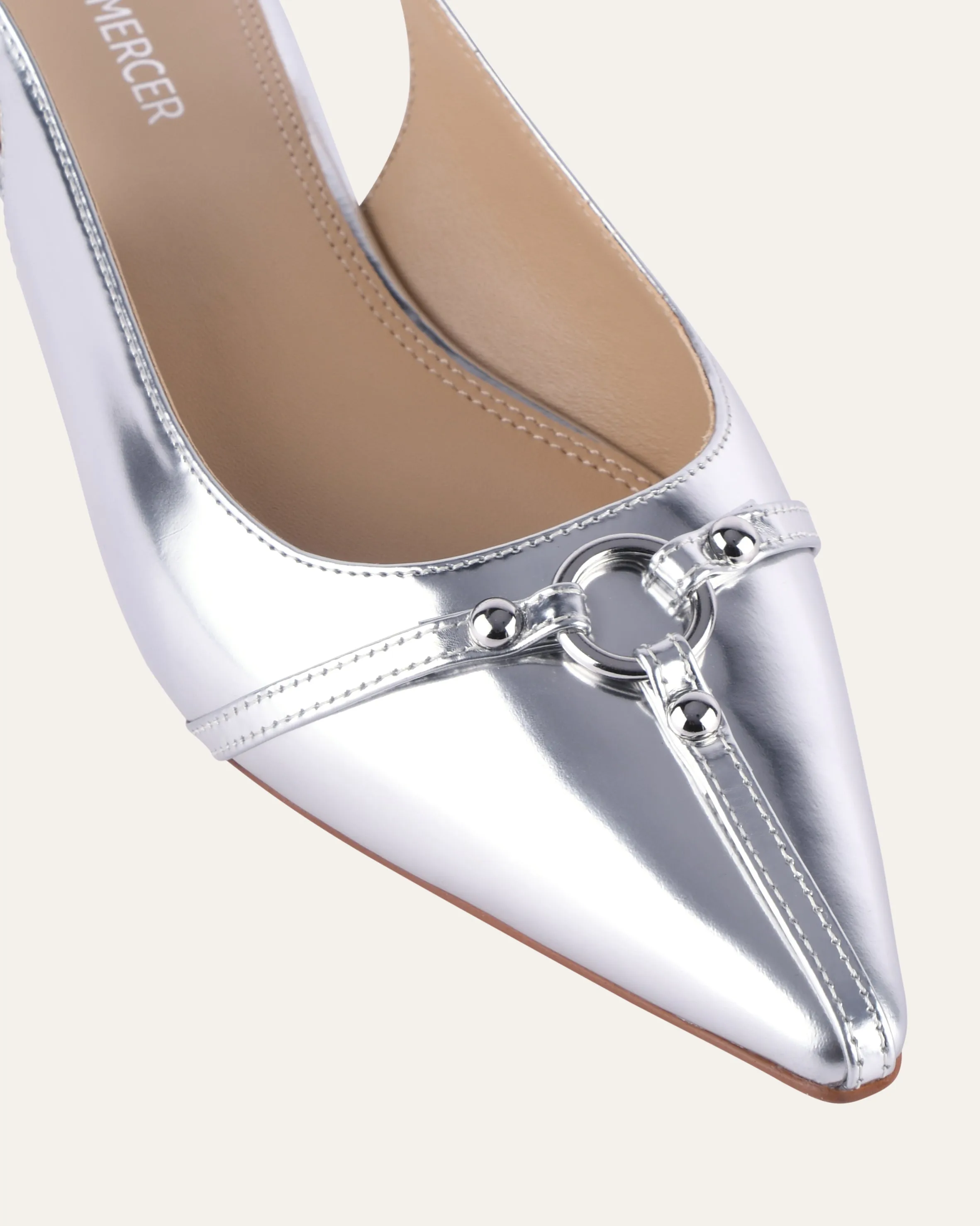 VICTORIA DRESS FLATS SILVER PATENT