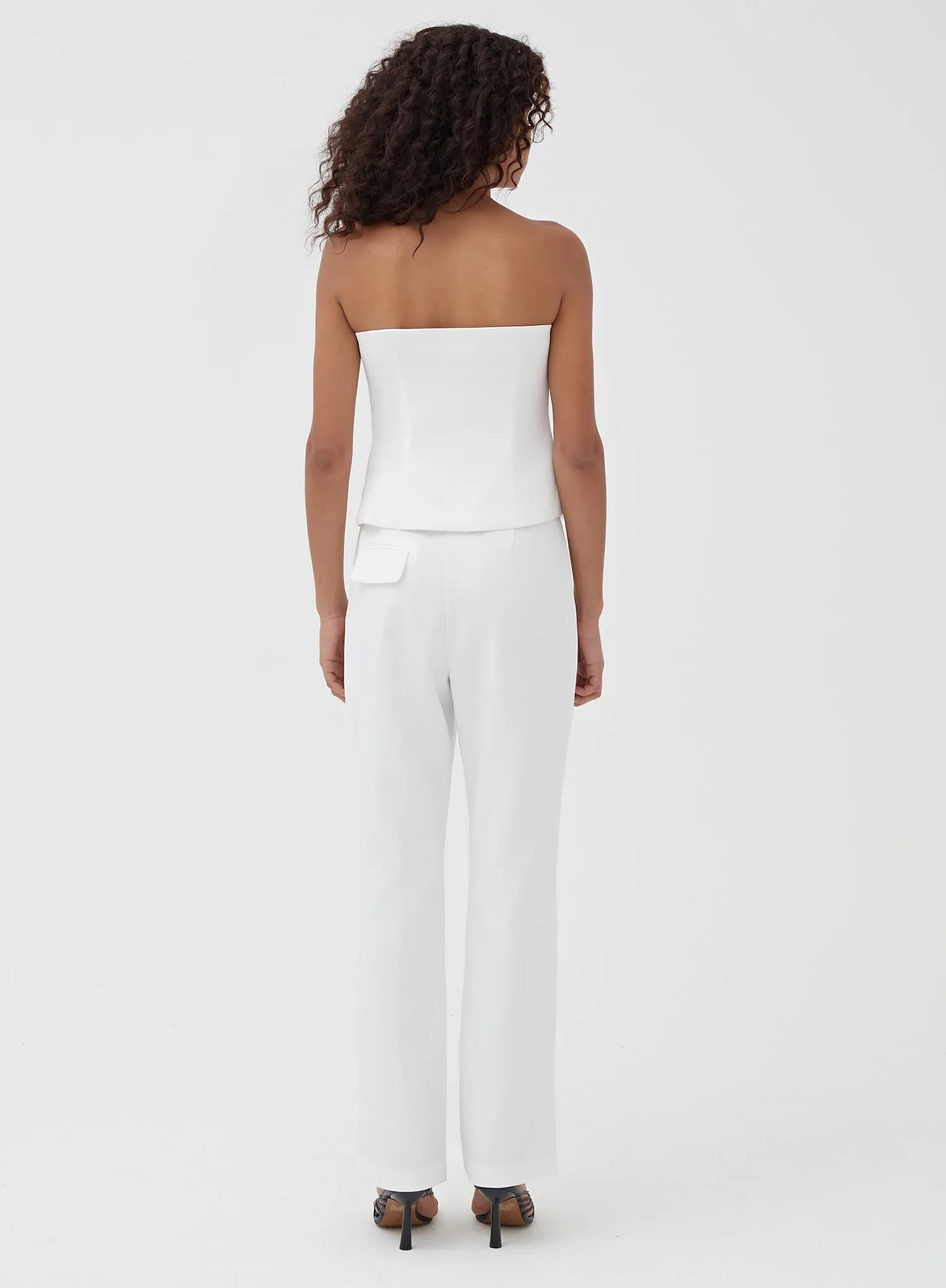 White Tailored Button Front Corset - Charl