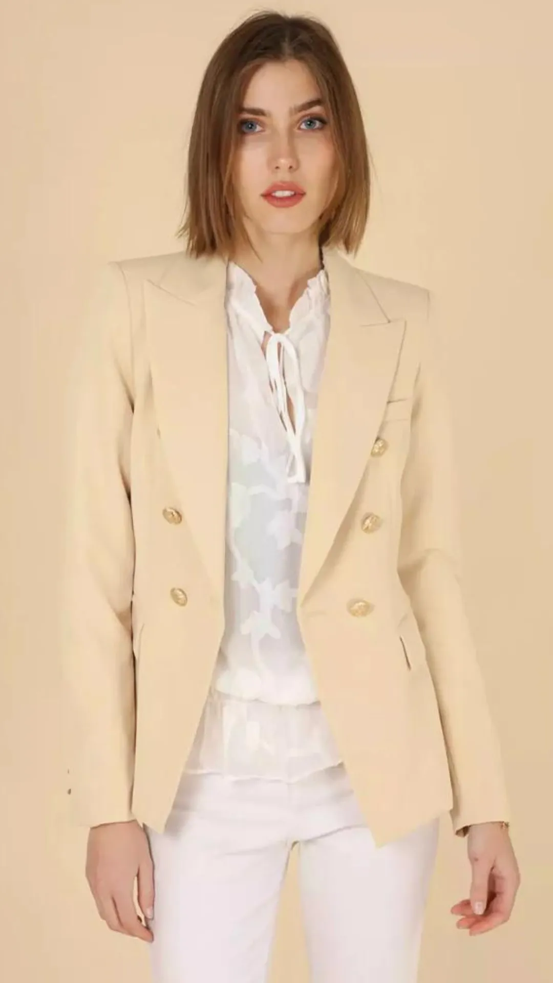 Zara - Stone Gold Button Blazer